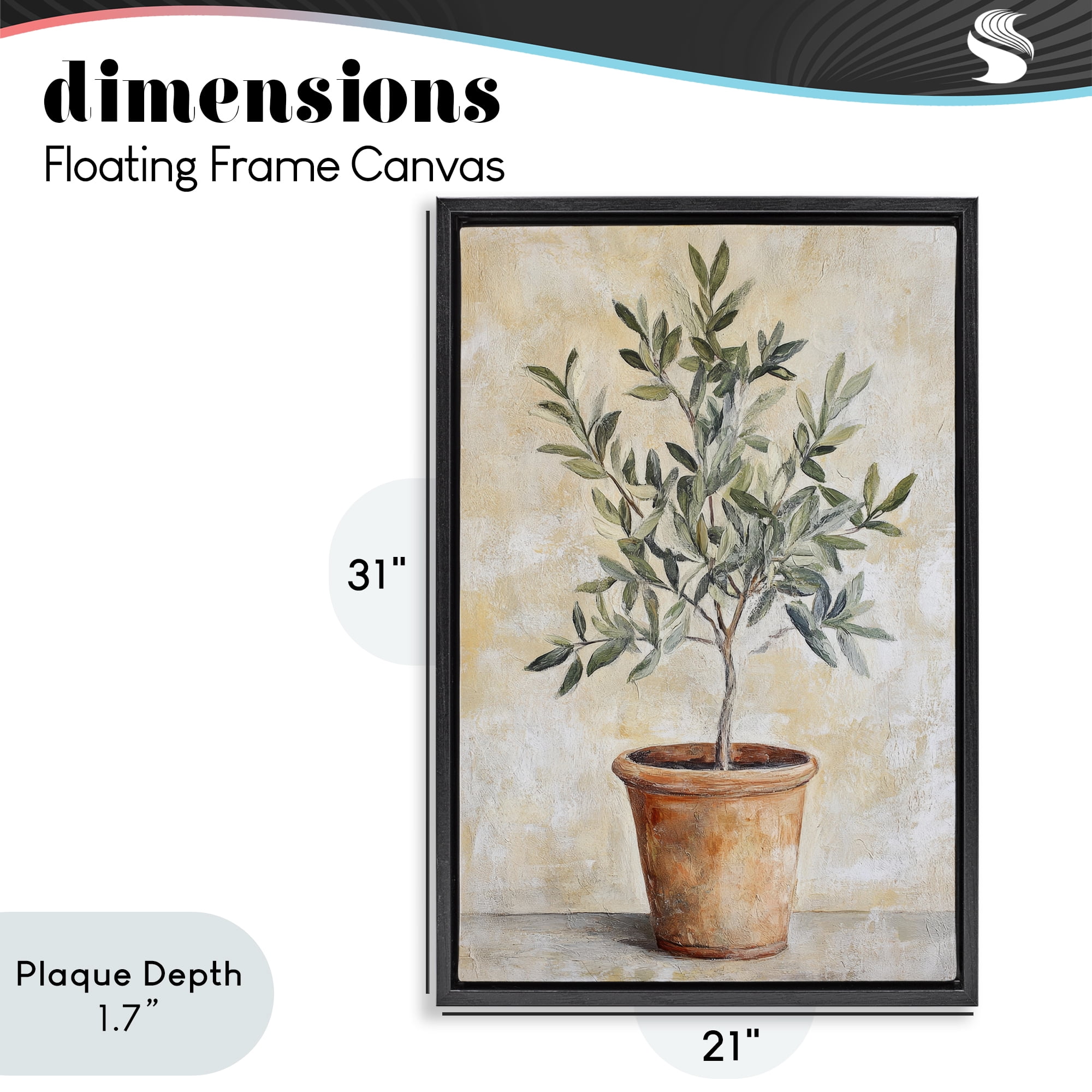 Stupell Industries House Plant in Terracotta Black Framed Floater Canvas Wall Art, design by Petal Prints Design