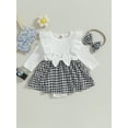 thumbnail image 2 of Bagilaanoe Newborn Baby Girl Rompers Dress Ribbed Long Sleeve Bodysuits + Headband 6M 12M 18M 24M Infant Fall Patchwork A-line Dresses, 2 of 8