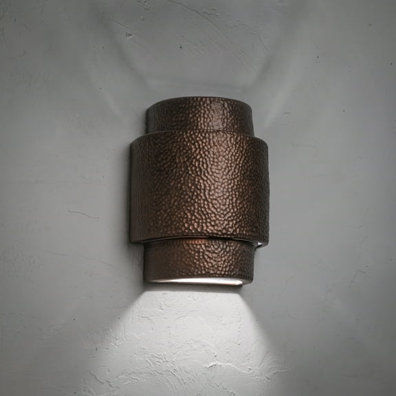 Luxury Lighting Hammerman 13.5" High Ceramic Outdoor Wall Light, Rubbed Copper, Painted Finish, Electric, 120VAC, LED Bulb Included