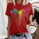 thumbnail image 4 of Camisetas de Manga Corta para las Mujeres Impresas Cuello Redondo Casual Camiseta, 95% Poliéster 5% Spandex Vintage Ligero Top para Diario, Fiesta Y Primavera, 4 of 5