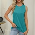 thumbnail image 2 of Long Tank Tops For Women Sevevn Ladies' Loose Casual Solid Color Round Neck Slit Sleeveless Top Spaghetti Strap Tank Top, 2 of 8