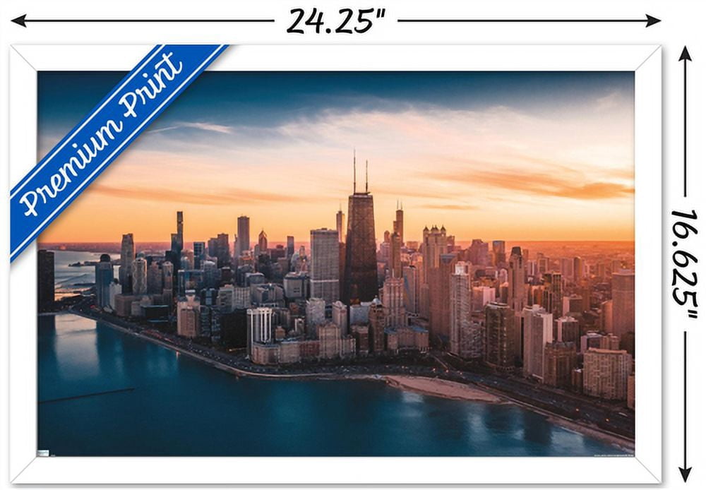 Cityscapes - Chicago, Illinois Wall Poster, 14.725" x 22.375", Framed