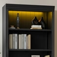 thumbnail image 4 of 83 Inch Tall Storage Cabinet with LED Lights, Freestanding Display Cabinet Adjustable Shelves, 5-Tier Wood Bookshelf Organizer for Living Room, Office, Collectibles - Black, 4 of 9