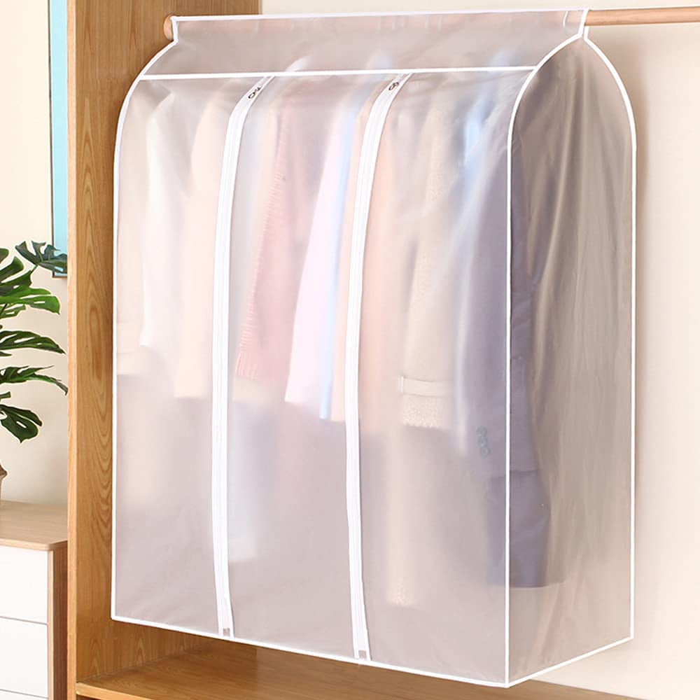 ABPETE Garment Rack Cover, Dustproof Waterproof Garment Bags for Hanging Clothes Clothing Storage Bag with Zipper for Closet Storage, Hanging Shirts, Coats, Dresses, Suits, Seal Closets(2 Pcs 50'')