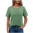 thumbnail image 1 of Yanlir Classique Hauts à Col Rond Manches Courtes pour Femmes Couleur Unie Printemps Été Blouse Décontractée, Basique Ample Style T-Shirt pour Usage Quotidien 2025(Vert2,), 1 of 7