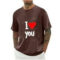 thumbnail image 2 of Jinhomg Mens Big and Tall Tee Shirts Valentine's Day Heart Graphic Casual Tops Lightweight Comfy Short Sleeve Crew Neck Holiday Tees Brown XXL, 2 of 4