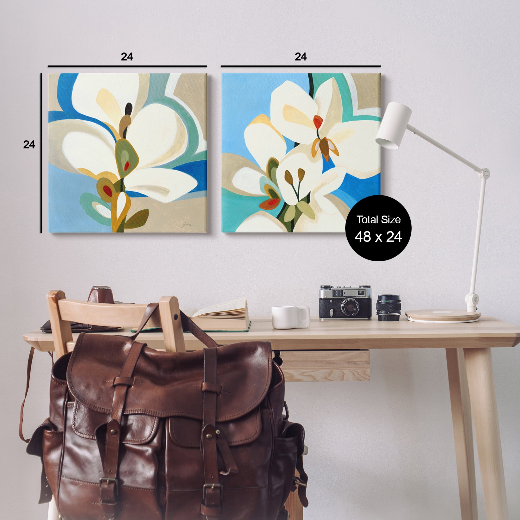 Stupell Industries Modern Flower Pattern Botanical & Floral Painting Gallery Wrapped Canvas Print Wall Art, 24 x 24, Set of 2