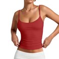thumbnail image 6 of Voska Women's Basic Double Lined Scoop Neck Tank Tops Summer Cami Top | Adjustable Spaghetti Strap,Soft Skin Stretch,Slim Fit for Everyday Wear Red 2XL, 6 of 7
