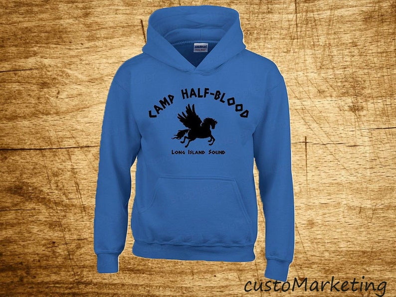 Camp Half blood Hoodie Long Island Sound Print Unisex Outfit Color Royal Blue Large Camp Half blood Hoodie Long Island Sound Print Unisex Outfit Color Royal Blue Large