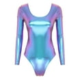 thumbnail image 4 of Choomomo Women's Shiny Long Sleeve Ballet Dance Leotard Body Metallic Gymnastics Unitard Dance Wear Colorful L, 4 of 7