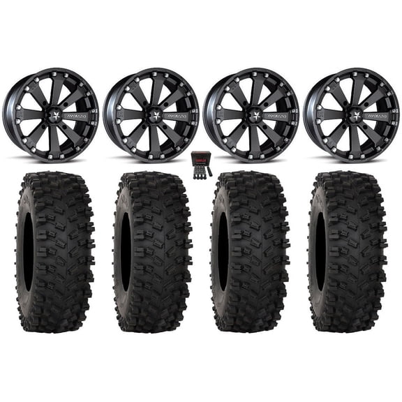 MSA Kore 14" Wheels Black 30" ATX470 Tires Kawasaki Teryx Mule