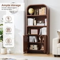 thumbnail image 4 of Weselon 70.86" Tall Arched Bookshelf with Fluted Doors, Modern Wooden Bookcase Cabinet, 5-Tier Walnut Display Shelf for Living Room Home Office, 4 of 12