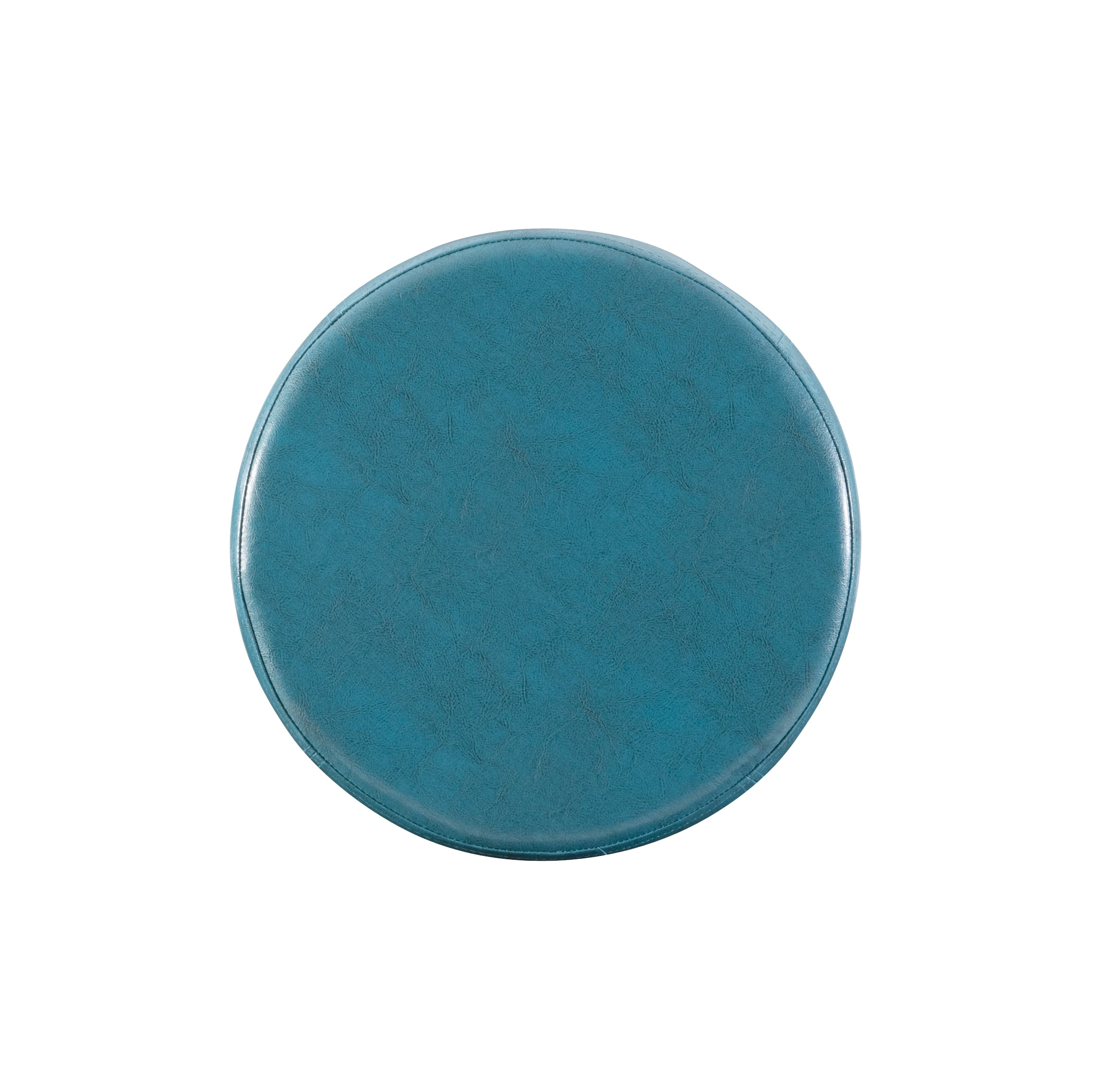 Linon Maya 29" Indoor Backless Wood Swivel Bar Stool, Teal Blue Faux Leather