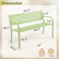 thumbnail image 3 of ZYPPPA  Outdoor Bench, 47" Iron Steel Frame Garden Bench with Mesh Pattern and Plastic Backrest Armrests, Patio Bench for Garden Park Yard Front Porch Patio, Green, 3 of 17