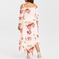 thumbnail image 7 of Tawop Summer Dresses 2023 Fashion Women Off Shoulder Plus Size Lace Up Maxi Flowing Floral Print Dress Independence Day Clothes White 12, 7 of 7