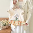thumbnail image 2 of Gubotare Girls Short Sets Girls Summer Crop Tops and Shorts Set Cute Color Block Two Piece Outfits Casual Sweat Tracksuit with Side Pockets (Beige,Size 4-5 Years), 2 of 3