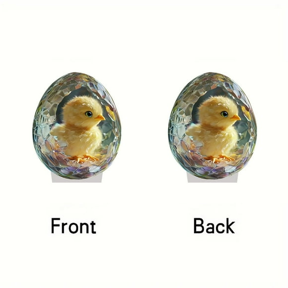 Lksixu Easter Decorations Crystal Chicken 2D Acrylic Flat Ornament Easter Ornaments Spring Decor for Party Holiday