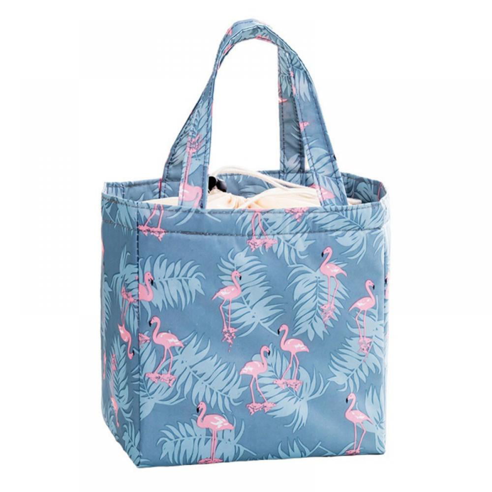 Flamingo Floral Lunch Bags for Women Waterproof Large Capacity Insulated Box 