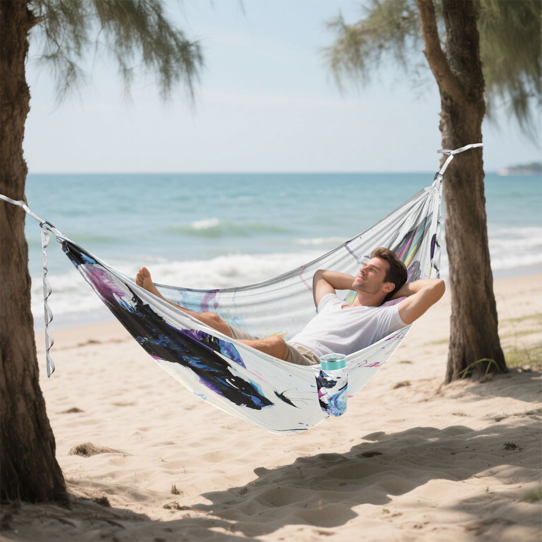 Hammock Camping Hammock Nylon Portable Hammock Travel Camping Hammock Dogs and Colorful Butterflies