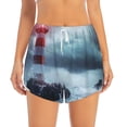 thumbnail image 4 of Lsque Lighthouse in a Stormy Sea Printed Women's Running Shorts with Liner Pockets,Elastic Quick Dry Workout Athletic Gym Yoga Shorts,Womens High Waist Shorts-Small, 4 of 9
