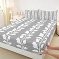 thumbnail image 3 of jejeloiu Vintage Leaves Pattern Twin Sheet Sets,White Gray Bedding For Kids 3pcs, 3 of 7