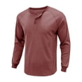 thumbnail image 4 of Fangasis Men Blouse Button Down T Shirts Long Sleeve Summer Tops Mens Fashion Pullover Casual Work T-shirt Rust Red L, 4 of 6