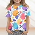 thumbnail image 2 of LTTVQM Girls Easter Shirts Short Sleeve Cute Bunny Eggs Graphic T Shirts Loose Fit Crew Neck Blouse Trendy Clothes Multicolor 9-10 Years, 2 of 5