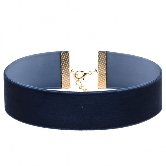 DESIGNICE Wide Soft Velvet Choker Lady Party Nightclub Necklace Gothic Jewelry Velvet Blue