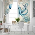 thumbnail image 5 of Teal Octopus Coastal Blackout Curtains for Bedroom, Vintage Summer Beach Nautical Thermal Insulated Kitchen Drapes with Grommets, Light Blocking Window Treatment, 2 Panels 27.5" x 39", 5 of 7
