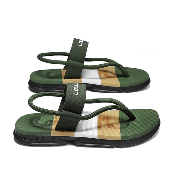 Men's Sporty Thong Sandals with Back Strap Casual Color Block Beach Slippers for Outdoor Daily Wear