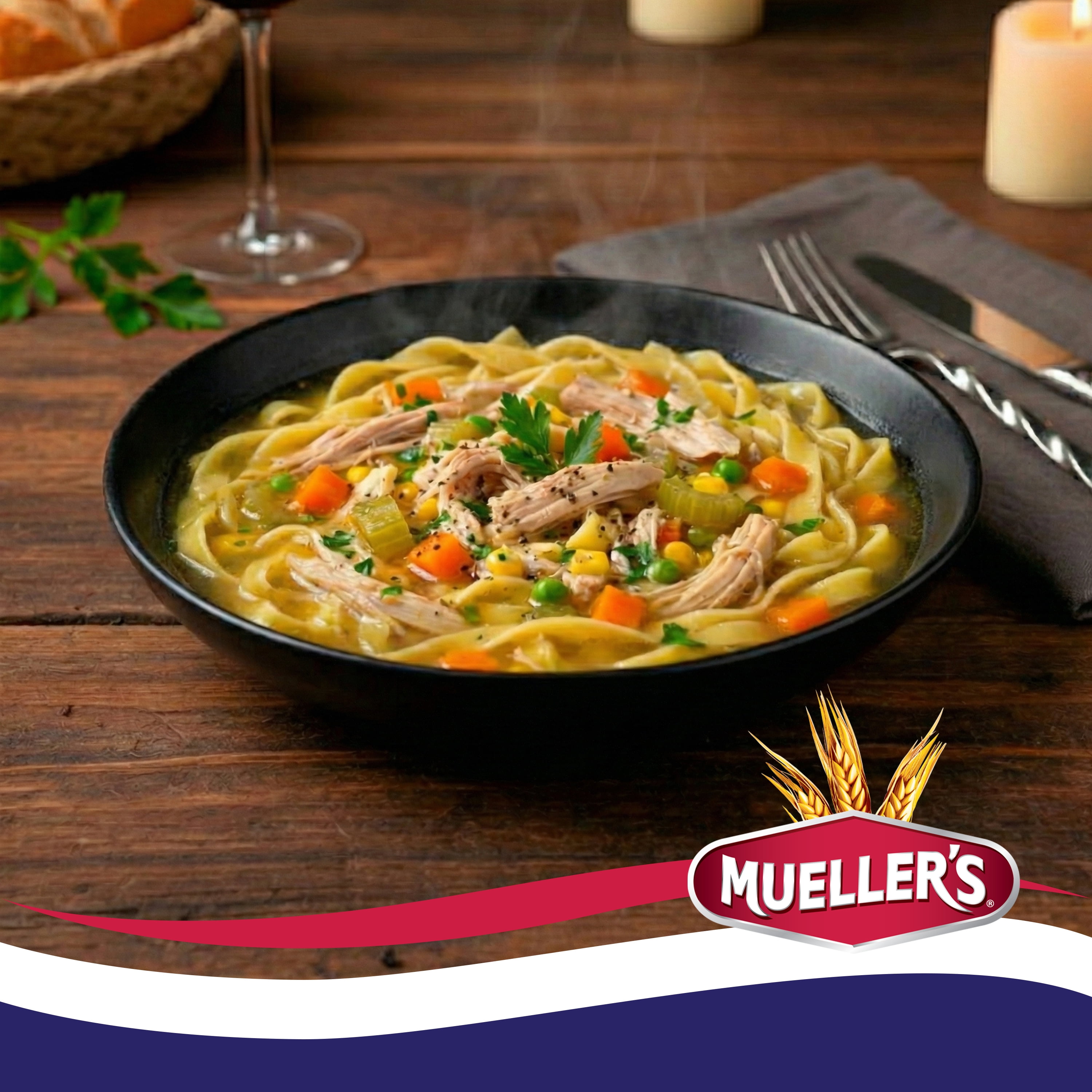 Mueller's Medium Egg Noodle Pasta, Quick & Easy Prep, Versatile Use, 12 Units, 7 lbs Total