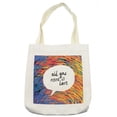 thumbnail image 1 of All You Need Is Love Tote Bag, Watercolored Black Letters in a Speech Bubble on a Colorful Backdrop, Cloth Linen Reusable Bag for Shopping Books Beach and More, 16.5" X 14", Cream, by Ambesonne, 1 of 2