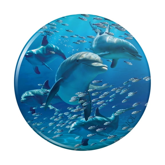 Dolphins Pod Underwater Diving Ocean Kitchen Refrigerator Locker Button Magnet