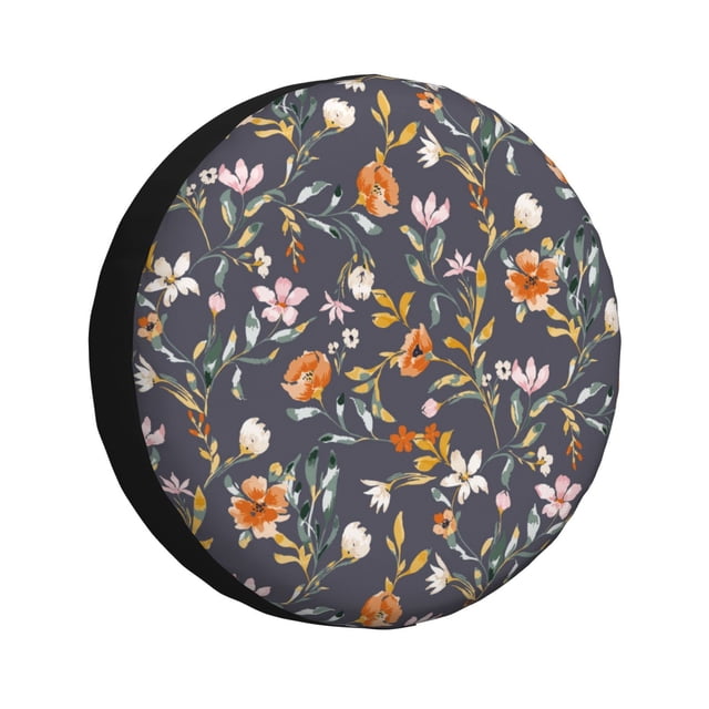 Fotbe Wildflowers Funda de Llanta de Repuesto con Estampado, Engrosada, Ajuste Universal para Jeep, Remolque, RV, SUV, Camión-14 inch