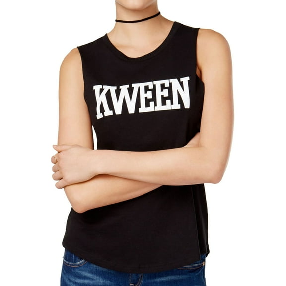 CHRLDR Womens Kween Graphic Tank Top, Black, X-Small