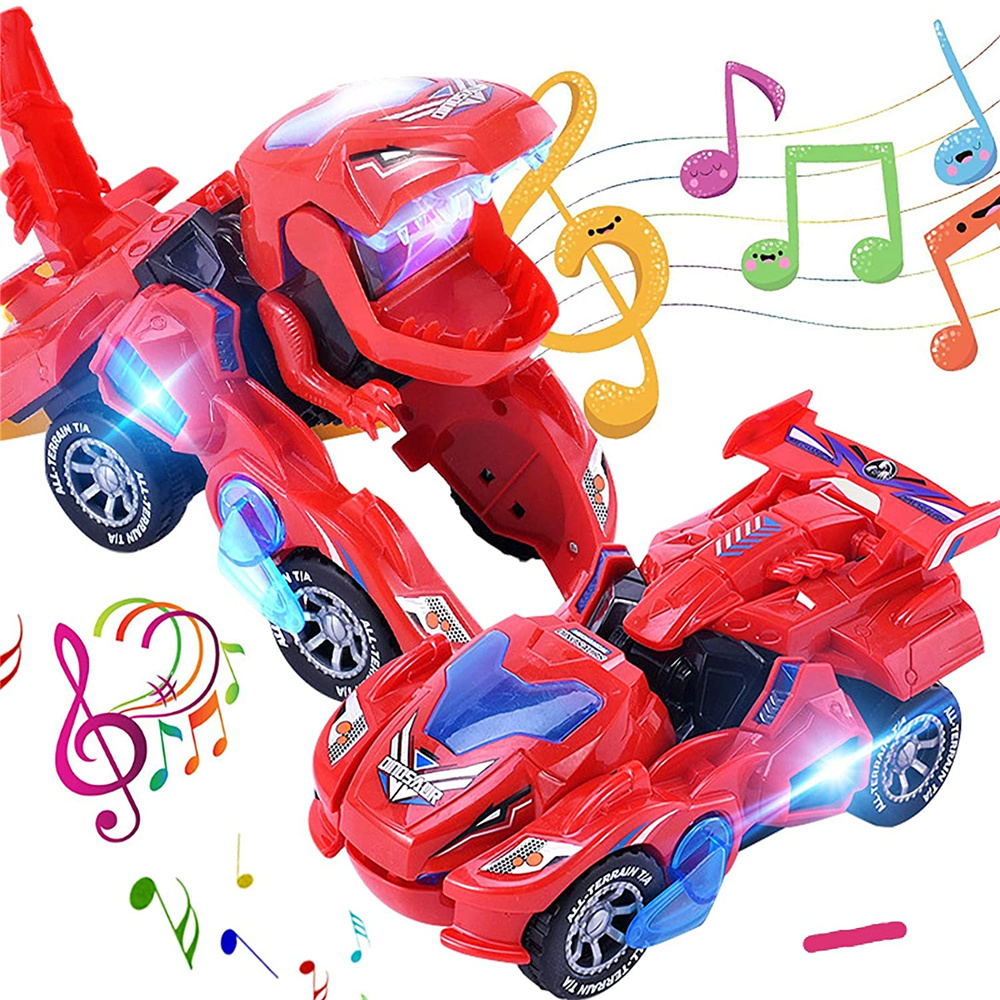 Dinosaur Cars Transforming Toys,Transforming Dinosaur LED Car with Light Sound Kids Toy,Dinosaur