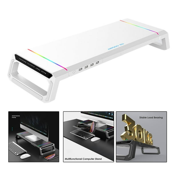 Laptop Computer Monitor Stand Riser Holder RGB 4 USB Hub Data Transfer ...