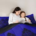 thumbnail image 5 of Manfei Ancient Damask Jacquard Full Size Comforter Sets,Victorian Baroque Print Bedding Comforter Set,Blue Black Bedding Sets For Kids,Microfiber Bedroom Decor Reversible,3 Pieces, 5 of 8