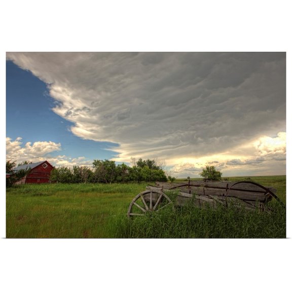 Great BIG Canvas | Rolled Robert Postma Poster Print entitled Storm Clouds Gather Over An Abandoned Farm, Saskatchewan, Canada