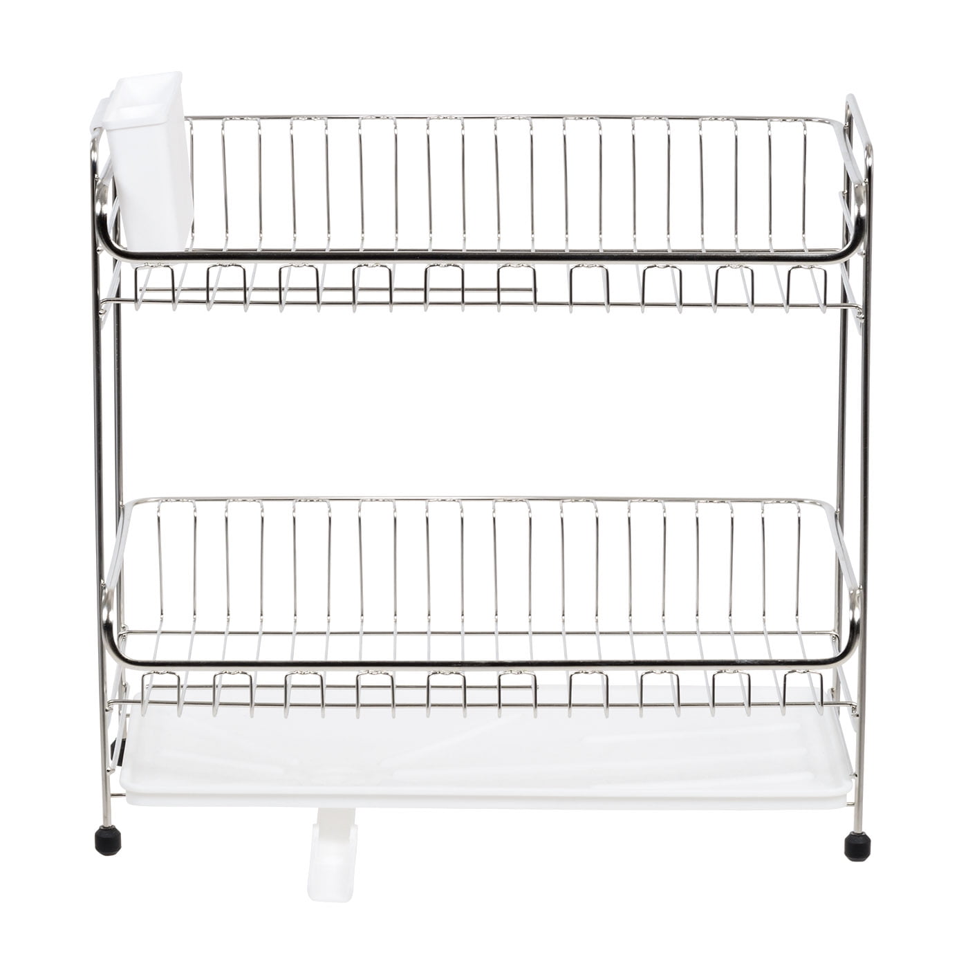 Iris 2 Tier Stainless Steel Compact Dish Drying Rack With Plastic Drain  White : Target