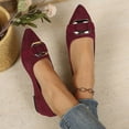 thumbnail image 4 of Gpaecead Women's Metal Embellished Flats Pointed Closed Toe Faux Suede Texture Elegant Comfort Versatile Spring Summer Shoes, Burgundy, 4 of 8