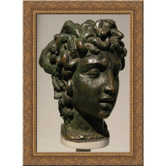 Modellino per la tesa di Medusa 24x18 Gold Ornate Wood Framed Canvas Art by Benvenuto Cellini