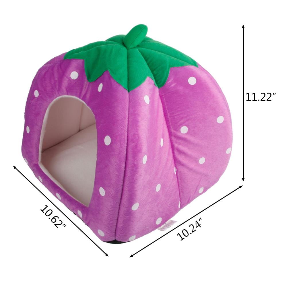 US Soft Strawberry Pet Dog Cat Bed House Kennel Doggy Warm Cushion Basket S M L