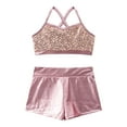 thumbnail image 3 of Aislor Kids Girls 2-Piece Sports Dance Outfits Crop Tops with Booty Shorts Activewear Set, 3 of 7