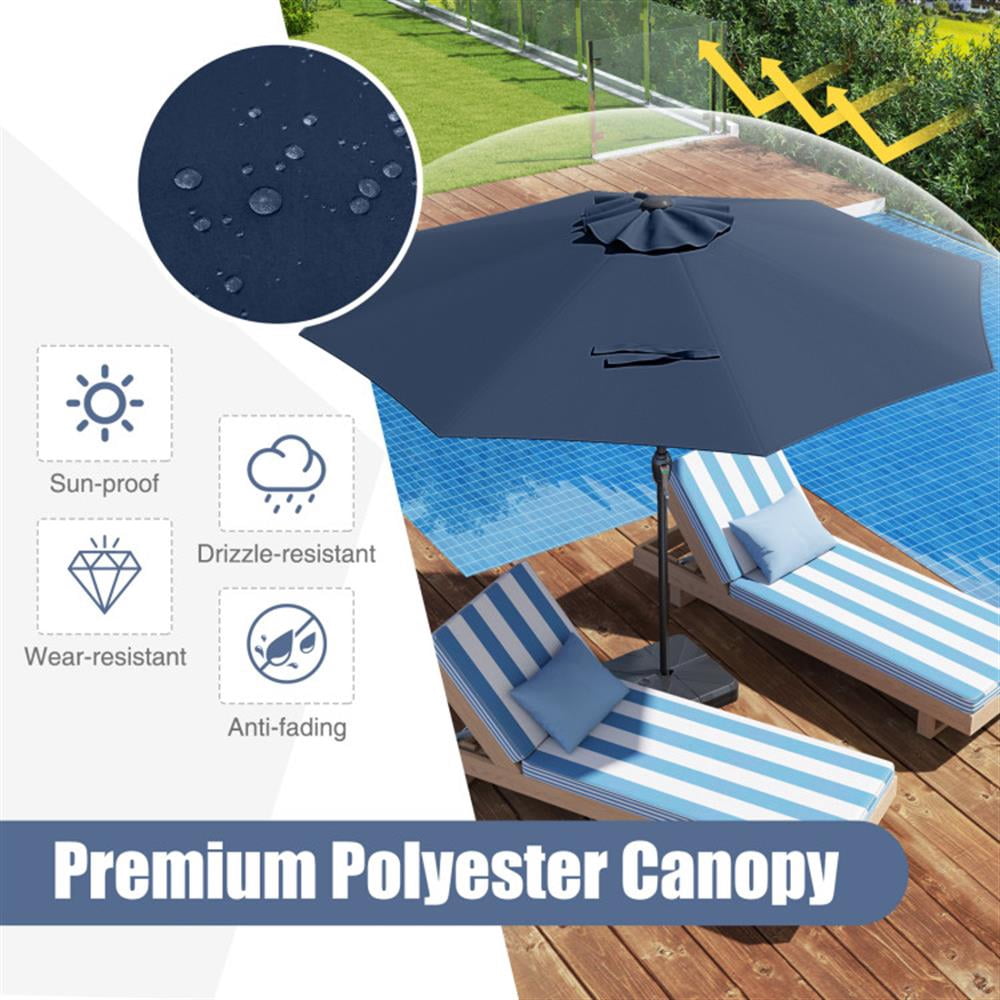 Spaco Outdoor Heavy Duty Market Umbrella with Crank Handle and 8 Sturdy Ribs, Outdoor Umbrellas for Patio, Patio Table Umbrella, Deck Umbrella-Navy