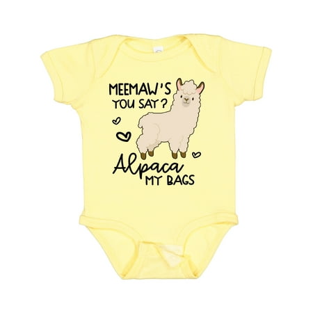 

Inktastic Meemaw s You Say Alpaca My Bags Gift Baby Boy or Baby Girl Bodysuit