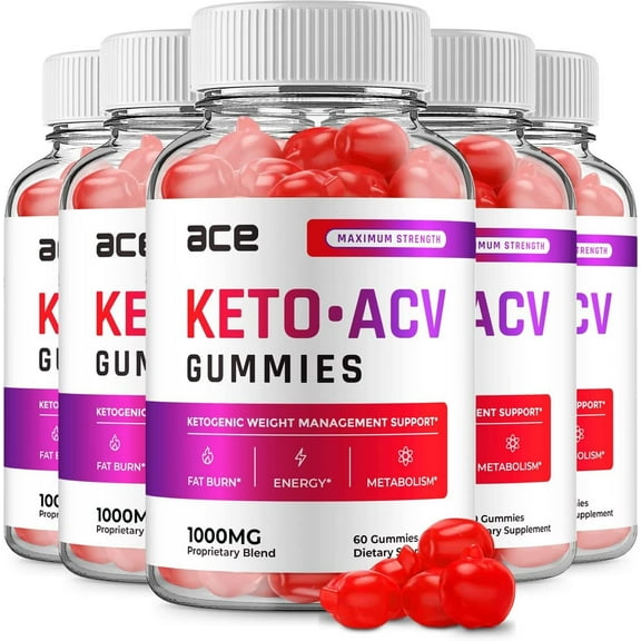 5 Pack ACE Keto ACV Gummies ACE ACV Advanced Formula Plus Apple Cider Vinegar Keto Gummies Dietary Supplement B12 Beet Root Juice Men Women 300 Gummies