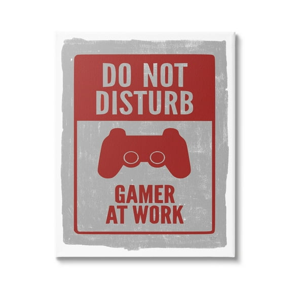 Stupell Industries Do Not Disturb Gamer Red Vintage Style Sign Kids Painting Gallery-Wrapped Canvas Print Wall Art, 36 x 48, Design by Lux Me Designs