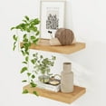 thumbnail image 1 of 16 Inch Floating Shelves for Wall,9.3 Inch Deep Hanging Shelves Wall Mounted Set of 2,Wood Shelves for Bathroom,Kitchen,Office,Living Room Decor,Oak Color, 1 of 11