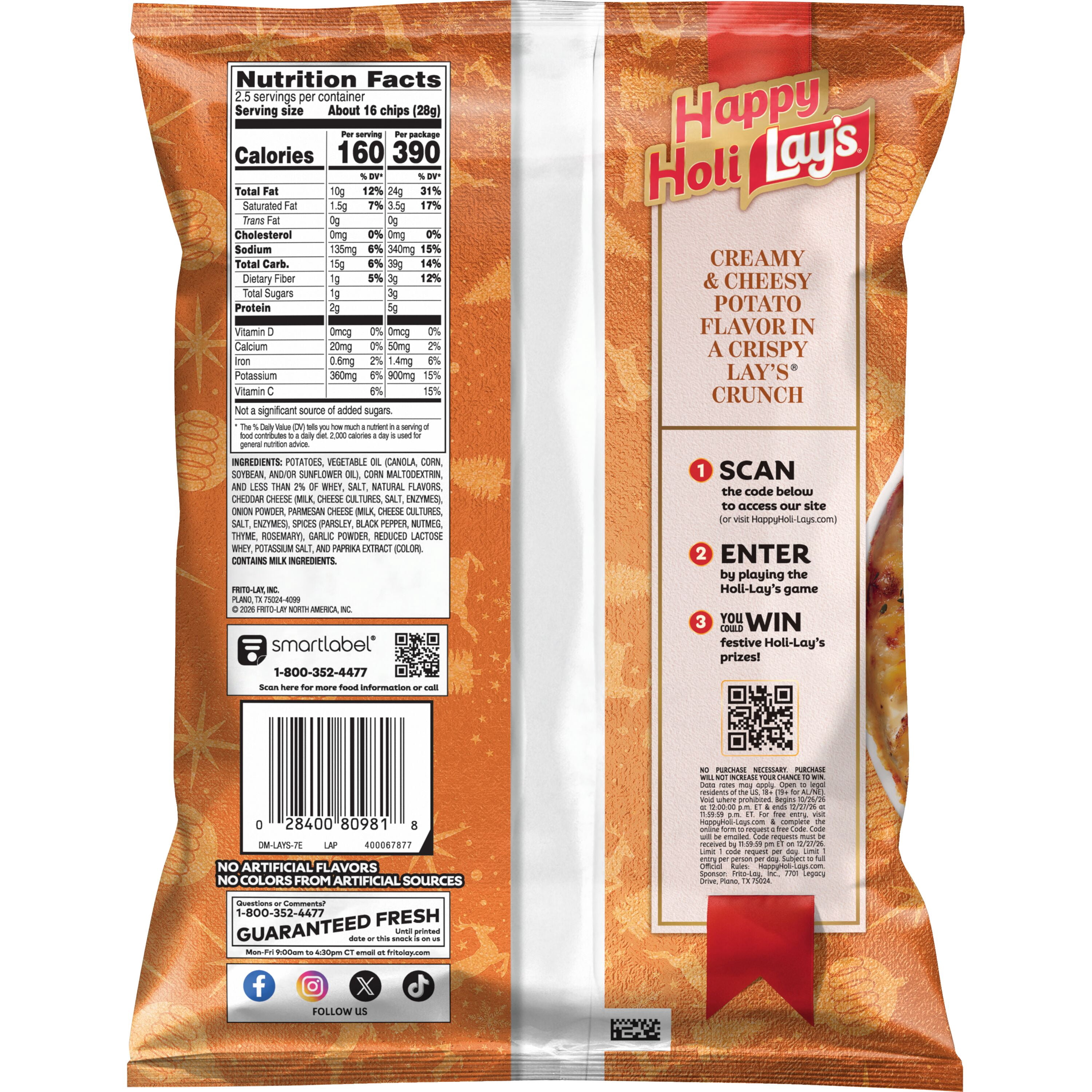 Lays Holiday Cheddar Scalloped Potato Chips, 2.5 oz
